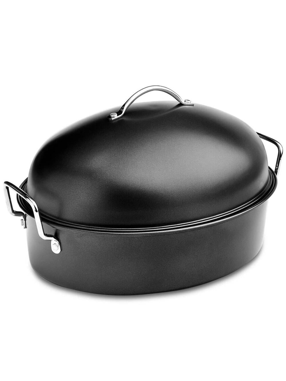 75$ The Cellar Carbon Steel Nonstick 9-Qt Covered Oval Roaster with Rack Black